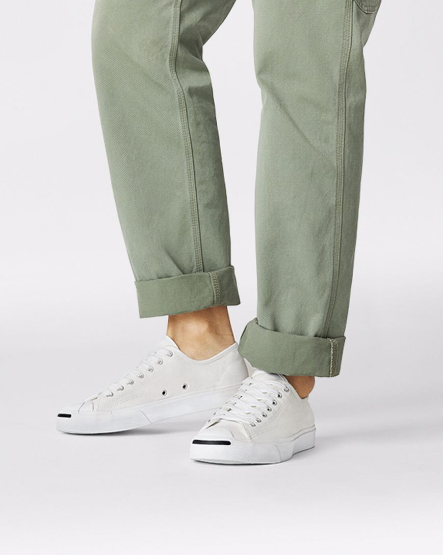 Pánské Boty Nízké Converse Jack Purcell Platene Bílé Černé | CZ 31RIE61